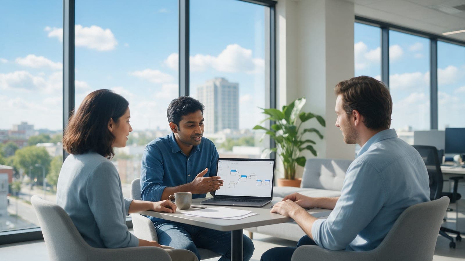A developer collaborating with a client team
