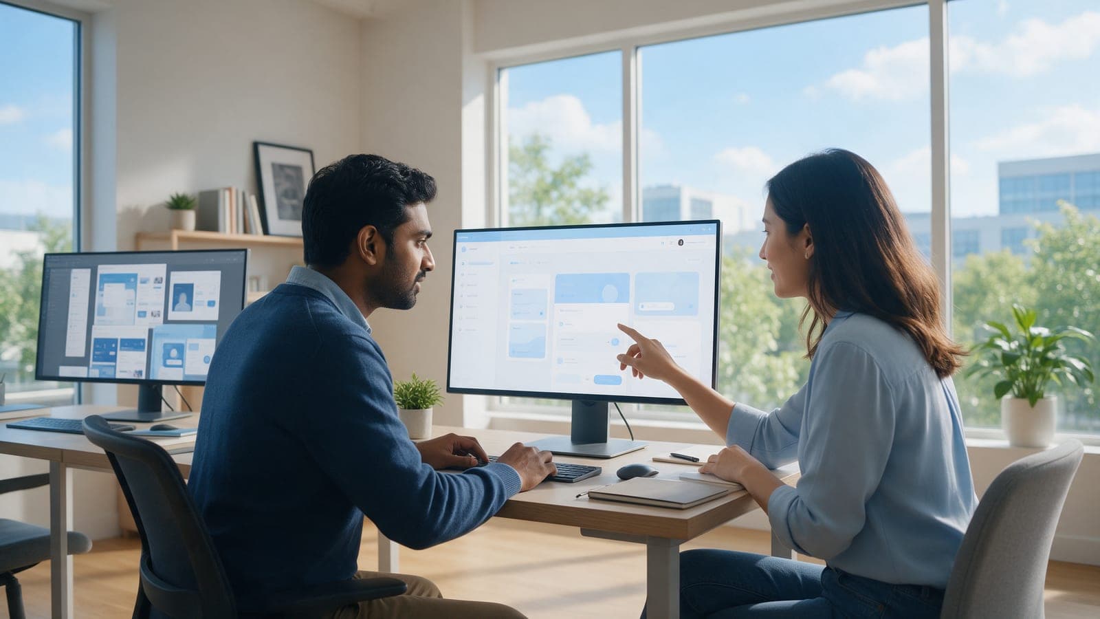 A developer collaborating with a client team