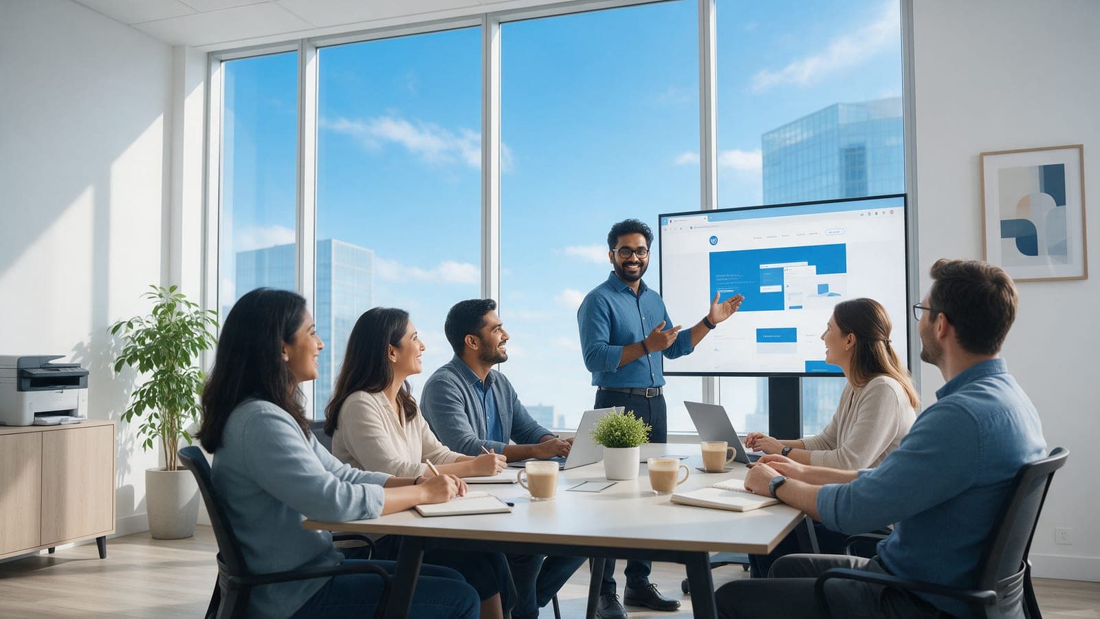 A developer collaborating with a client team